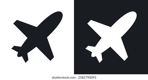 Plane icons set vectors black and colored style