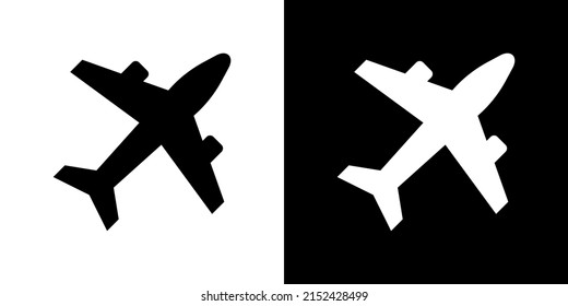 Plane icons. Two-tone version on black and white background

