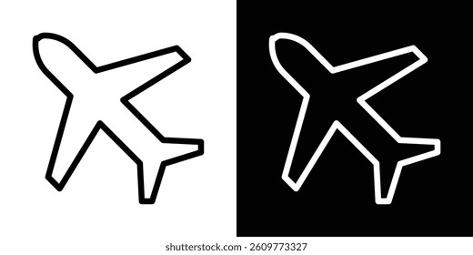 Plane icons vector set in stroke line style