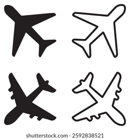 Plane icons vector for web and mobile app. Airplane sign and symbol. Flight transport symbol. Travel sign. aeroplane. Line and silid icons