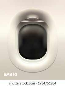 Plane illuminator vector on white background. Vector 3d realistic plane window. Travel tourism background. EPS 10