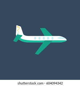 Plane illustration on the blue background. Vector illustration