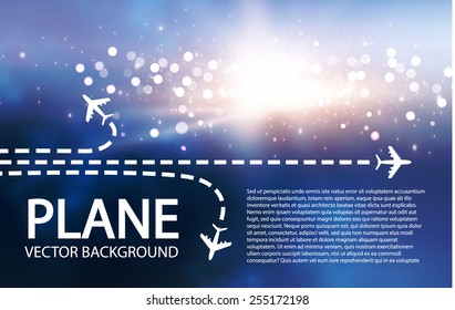 Plane illustration on blurred background. Vector illustration 