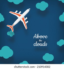 Plane illustration with a place for your text in cartoon style