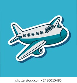 Plane illustration. Vector sticker. Comic art isolated