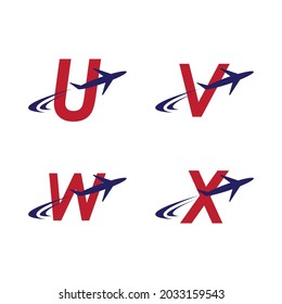 Plano con letra inicial Modelo vectorial del logotipo de viaje