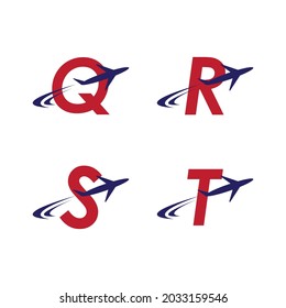 Plane with initial letter Travel logo vector template