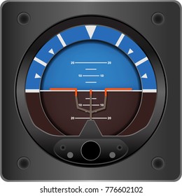 Plane instrument attitude navigation indicator on a white background