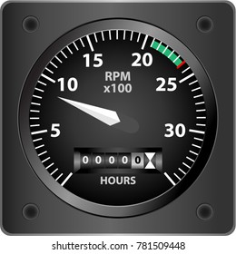 Plane instrument Hours navigation indicator on a white background