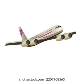 Plane isolated. Flying plane 3d illustration.