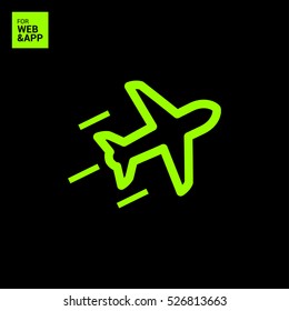 plane isolated minimal icon. aircraft graph line vector icon for websites and mobile minimalistic flat design.