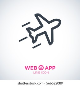 plane isolated minimal icon. aircraft graph line vector icon for websites and mobile minimalistic flat design.