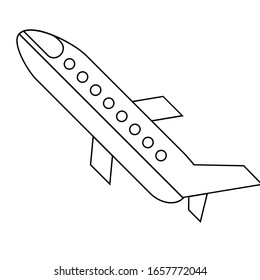 The plane is isolated on a white background. Travel element. Stock vector illustration.