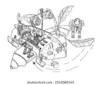 PLane aislado en blanco, Ilustración vectorial dibujada a mano, imagen de estilo doodle. Imagen de Vector 100% dibujado a mano.