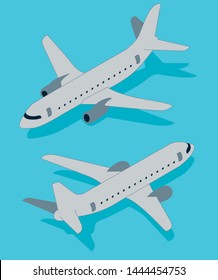 Plane Isometric Isolated Art Illustration 
