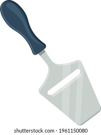 a plane knife, a spatula for slicing cheese into thin slices of different varieties with a dark handle . Vector illustration isolated on white background.