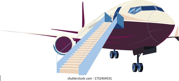 plane with a ladder preparing for take-off
