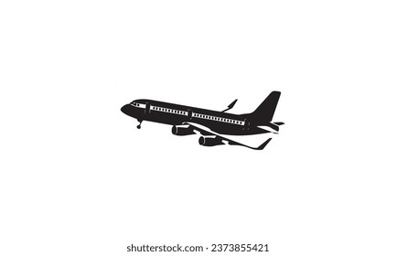 Plane landing. Airplane transport black Vector Icon white background