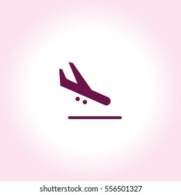 Plane landing. Airplane transport  Vector Icon.