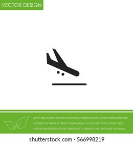 Plane landing. Airplane transport  Vector Icon.