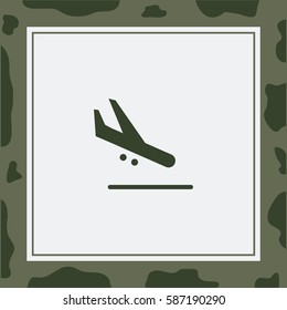 Plane landing. Airplane transport  Vector Icon.