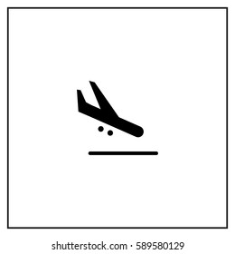 Plane landing. Airplane transport  Vector Icon.
