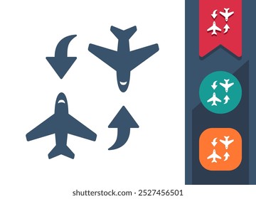 Plane Landing, Plane Flying Icon. Professional, pixel perfect icon. EPS 10 format.