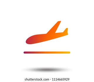Plane landing icon. Airplane transport symbol. Blurred gradient design element. Vivid graphic flat icon. Vector