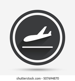 Plane Landing Icon. Airplane Transport Symbol.