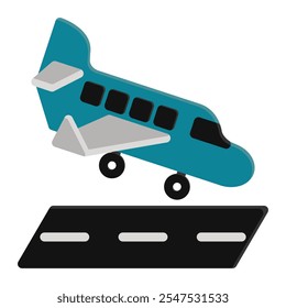 Plane landing icon in Flat Style. Color Fill