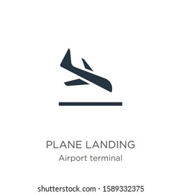 Plane landing icon vector. Trendy flat plane landing icon from airport terminal collection isolated on white background. Vector illustration can be used for web and mobile graphic design, logo, eps10