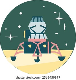 PLANE LANDING ON THE MOON SPACE THEME STYLE ICONS