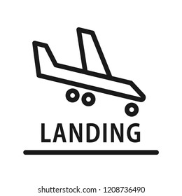 Plane landing. Simple flat design. Isolate on white background.