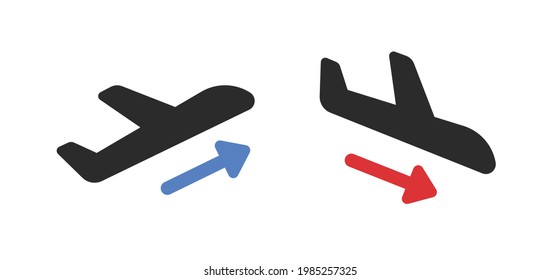 Symbol für Landung und Abheben des Flugzeugs. Vektorgrafik.