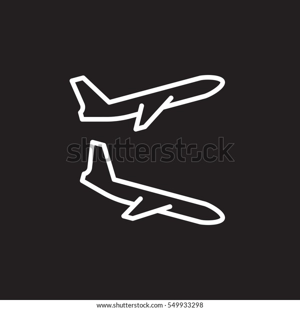 Plane Landing Takeoff Line Icon Outline Stock Vector (Royalty Free ...
