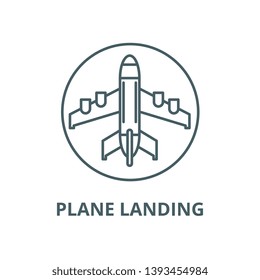 Plane landing vector line icon, linear concept, outline sign, symbol