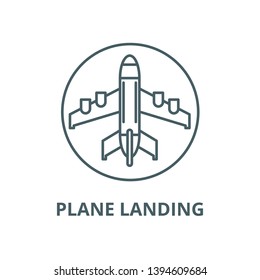 Plane landing vector line icon, linear concept, outline sign, symbol