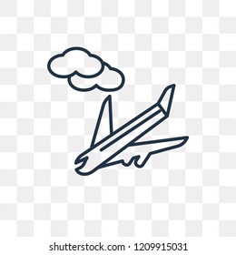 Plane Landing vector outline icon isolated on transparent background, high quality linear Plane Landing transparency concept can be used web and mobile