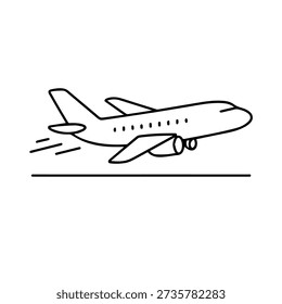 The plane lands line icon vector on a white background
Vector line icon