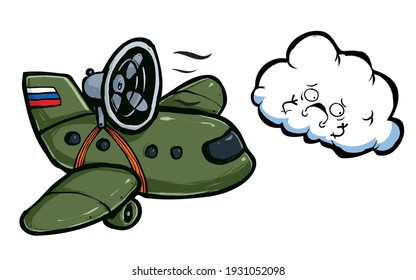 a plane with a large fan accelerates the clouds
