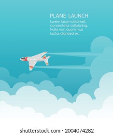 plane launch. Vector illustration, Cloud background