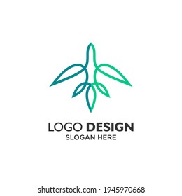 plantilla de diseño de logotipo de plano y hoja
