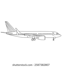 Plane line art vector design. Plane outline illustration design.
