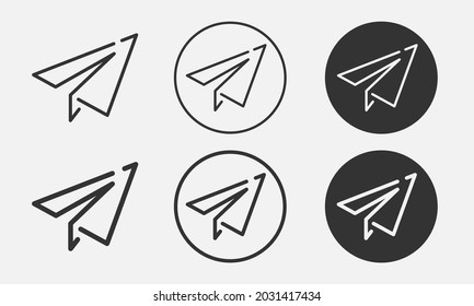 Plane line art vector logo and icon illustration for corporate business and social media template design. Paper airplane, aeroplane or origami symbol. Travel, message delivery, transport flat icon.