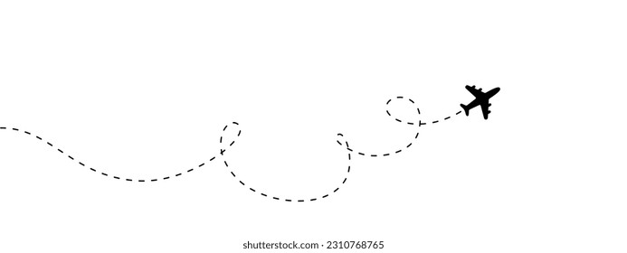 Plane with line and blank for text. Continuous one line drawing illustration