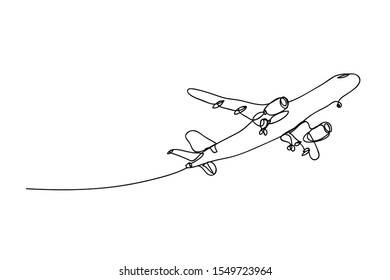 A Plane , Line Drawing Style, Vector Design