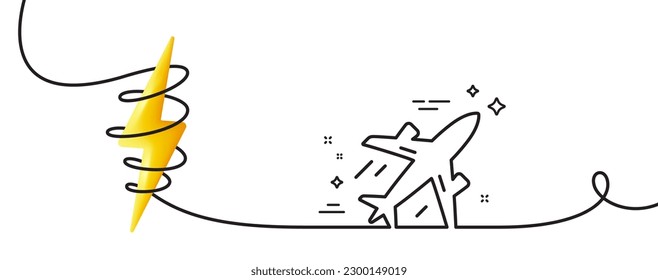 Symbol der Linie. Kontinuierlich eine Linie mit curl. Verkehrszeichen am Flughafen. Flugzeichen. Planieren Sie ein einfaches Rahmenband. Loop-Kurve mit Energie. Vektorgrafik