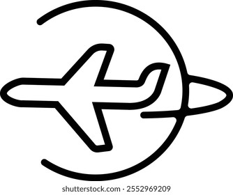 Plane line icon editable stroke. Travel concept. Airplane icon vector silhouette travel flight simple logo on isolated transparent background. Flight transport symbol.