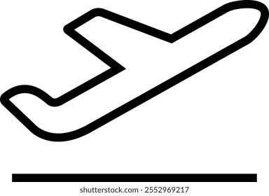 Plane line icon editable stroke. Travel concept. Airplane icon vector silhouette travel flight simple logo on isolated transparent background. Flight transport symbol.