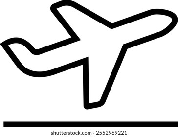 Plane line icon editable stroke. Travel concept. Airplane icon vector silhouette travel flight simple logo on isolated transparent background. Flight transport symbol.